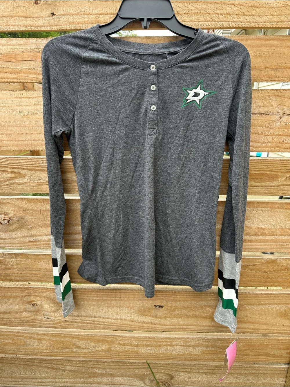 adidas Kids Long-Sleeve Henley Top in Charcoal Gray with Green Star Logo